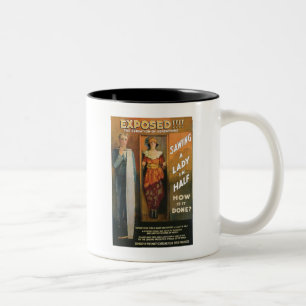 Sawing A Lady In Half ~ Magician Vintage Magic Act Two-Tone Coffee Mug