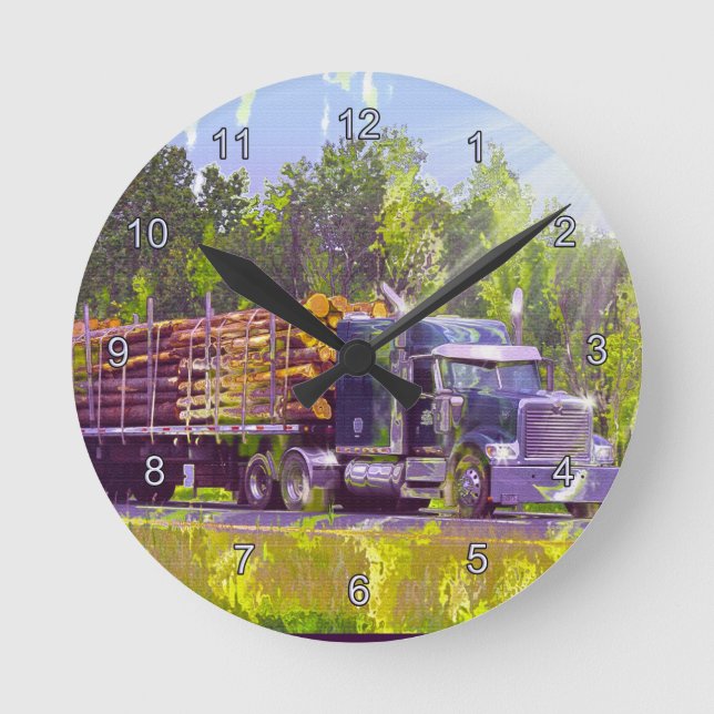 Sawmill Lumber Logging Truck Wall Clock (Front)