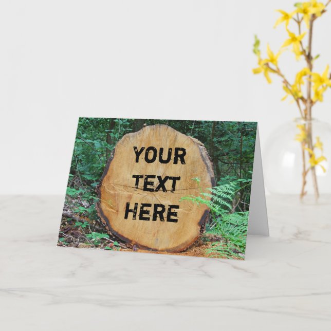 Sawn log in a forest customisable card (Yellow Flower)