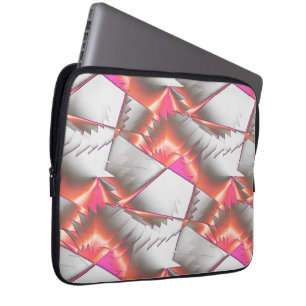 Saws or zig zag of peach to pink over grey white   laptop sleeve