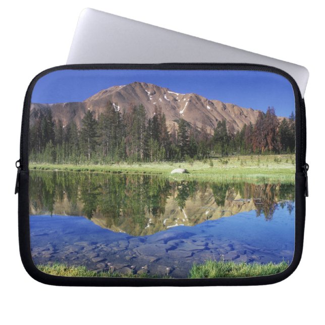 Sawtooth Mountains reflected in Fourth of July Laptop Sleeve (Front)