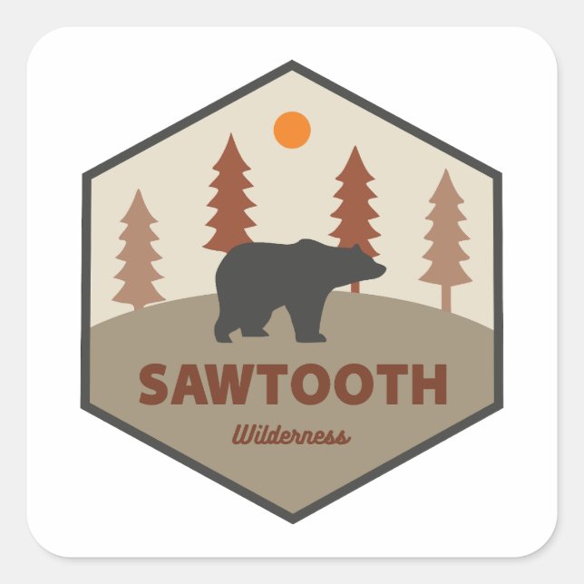 Sawtooth Wilderness Idaho Bear Square Sticker (Front)