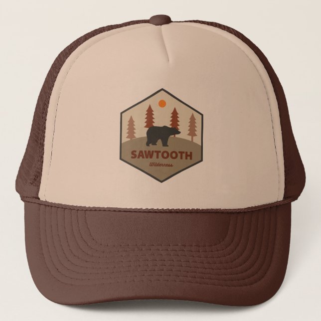 Sawtooth Wilderness Idaho Bear Trucker Hat (Front)