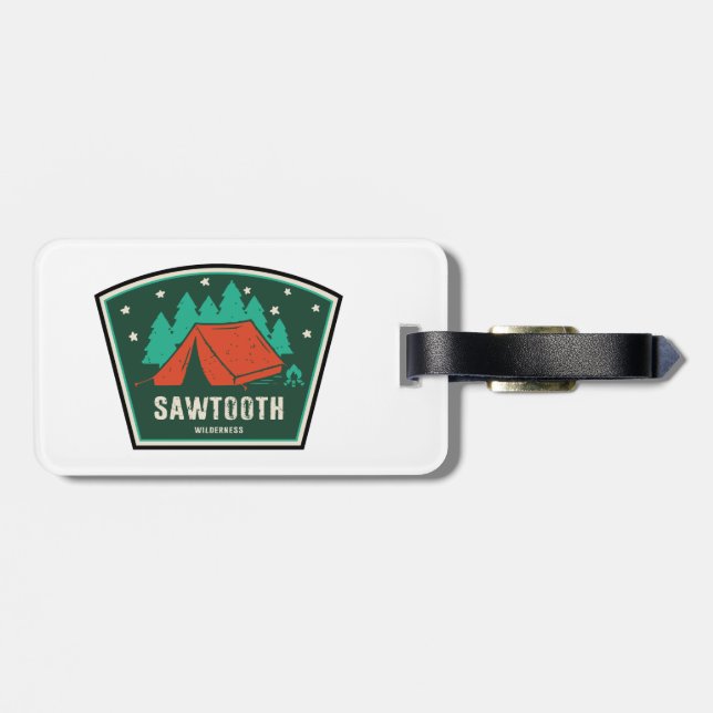 Sawtooth Wilderness Idaho Camping Luggage Tag (Back Horizontal)