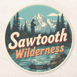 Sawtooth Wilderness Idaho Mountain Hiking Alpine Round Paper Coaster