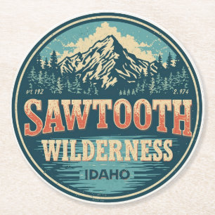 Sawtooth Wilderness Idaho Mountain Hiking Alpine Round Paper Coaster