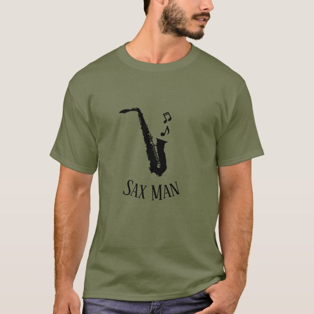 Sax Man Cool Funny Music Saxophone T-Shirt (Front)