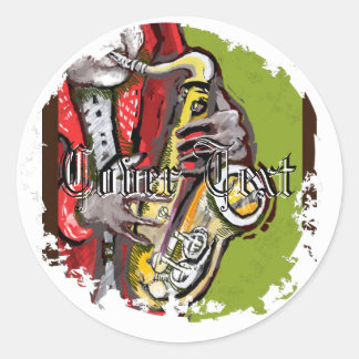 Sax Man Distressed Round Stickers