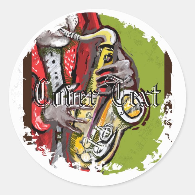 Sax Man Distressed Round Stickers (Front)