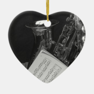 Saxaphone and Sheet Music Ceramic Tree Decoration