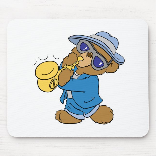 Saxaphone Jazz Blues Bear Mouse Mat (Front)