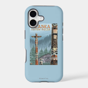 Saxman Totem Village Vintage Travel Poster