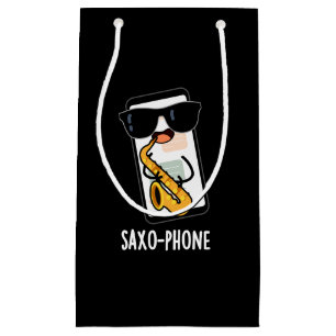 Saxo-phone Funny Cellphone Puns Dark BG Small Gift Bag