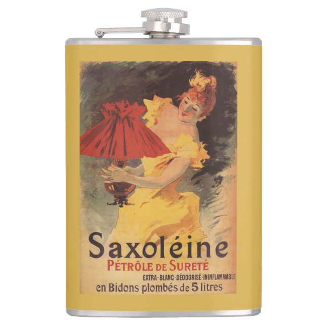 Saxoleine Lamp Oil Red Lampshade Hip Flask (Front)
