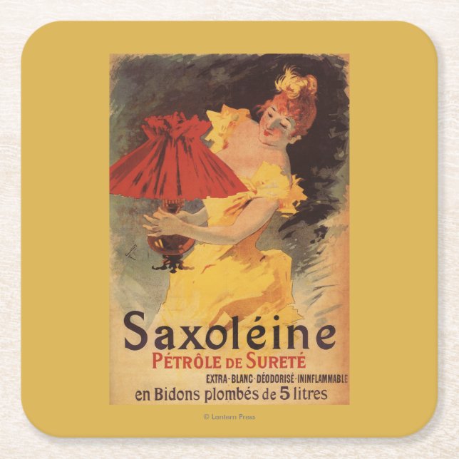 Saxoleine Lamp Oil Red Lampshade Square Paper Coaster (Front)