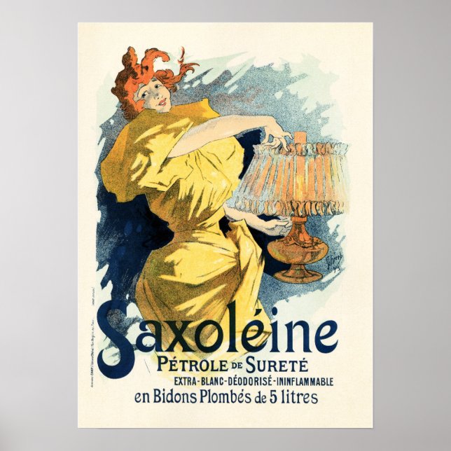 SAXOLEINE OIL LAMP Old French Poster Advertisement (Front)