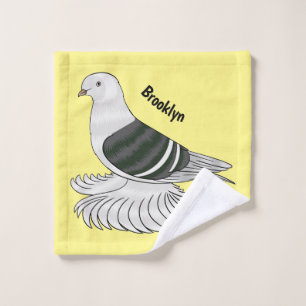 Saxon Shield pigeon bird cartoon illustration Bath Towel Set