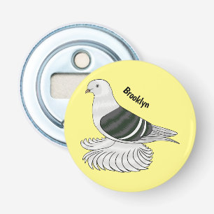 Saxon Shield pigeon bird cartoon illustration Bottle Opener