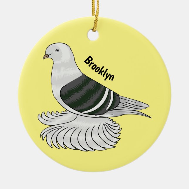 Saxon Shield pigeon bird cartoon illustration Ceramic Tree Decoration (Front)