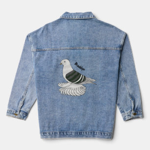 Saxon Shield pigeon bird cartoon illustration  Denim Jacket