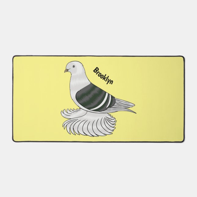 Saxon Shield pigeon bird cartoon illustration Desk Mat (Front)