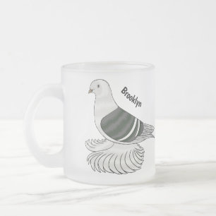 Saxon Shield pigeon bird cartoon illustration  Frosted Glass Coffee Mug