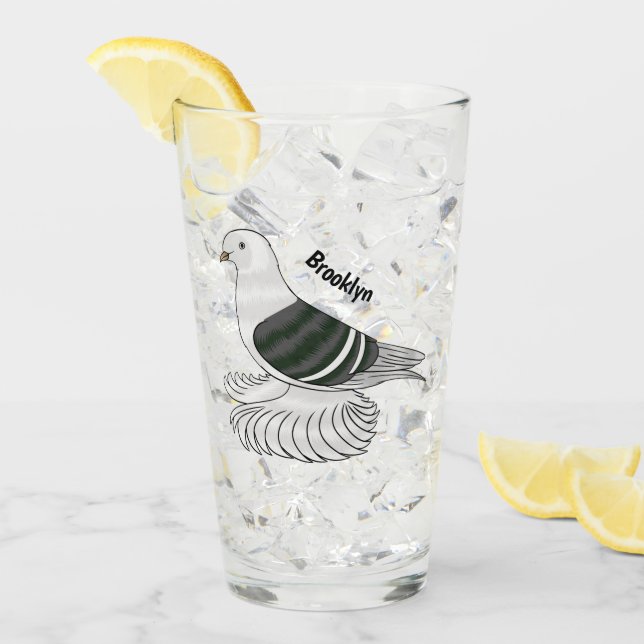 Saxon Shield pigeon bird cartoon illustration Glass (Front Ice)