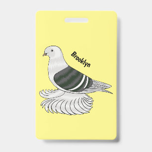 Saxon Shield pigeon bird cartoon illustration ID Badge