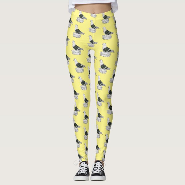Saxon Shield pigeon bird cartoon illustration Leggings (Front)