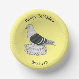 Saxon Shield pigeon bird cartoon illustration Paper Plate