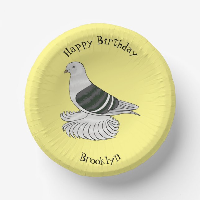 Saxon Shield pigeon bird cartoon illustration Paper Plate (Front)