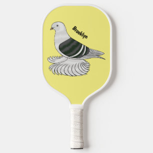 Saxon Shield pigeon bird cartoon illustration Pickleball Paddle