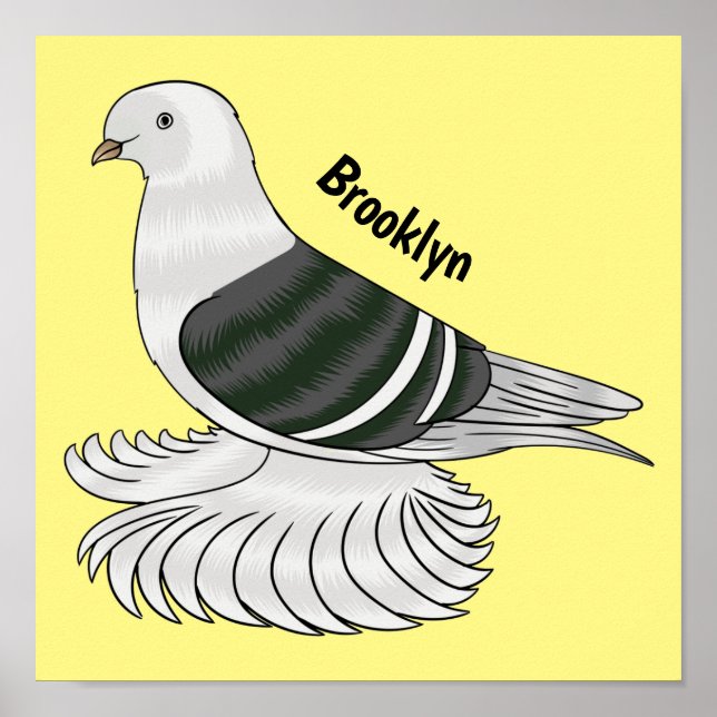 Saxon Shield pigeon bird cartoon illustration  Poster (Front)