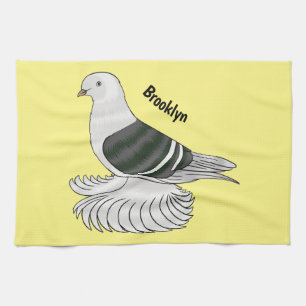 Saxon Shield pigeon bird cartoon illustration Tea Towel