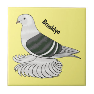 Saxon Shield pigeon bird cartoon illustration Tile