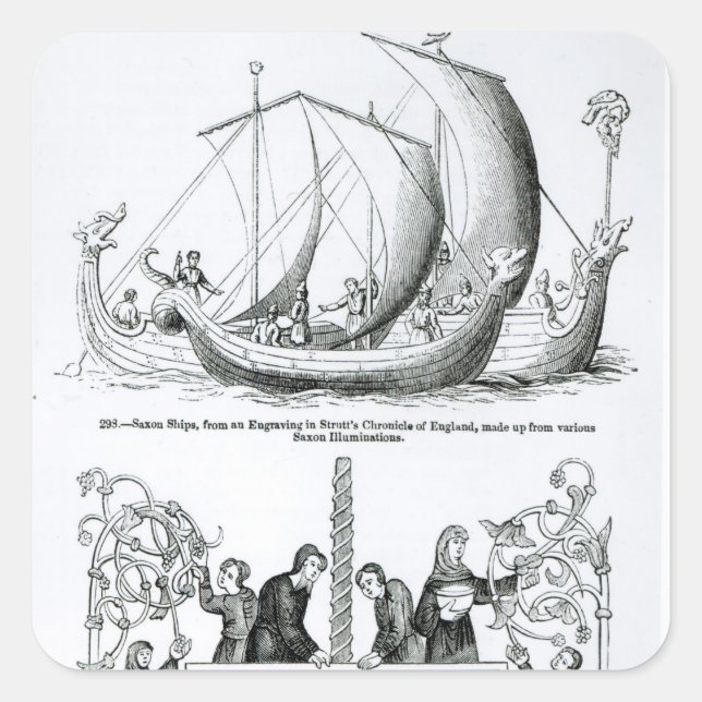 Saxon Ship Square Sticker (Front)
