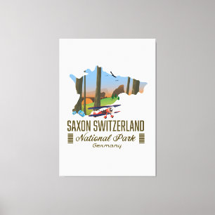 Saxon Switzerland National Park Germany map Canvas Print