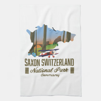 Saxon Switzerland National Park Germany map Tea Towel