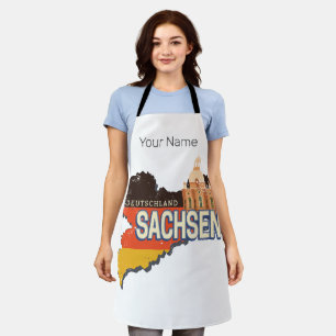 Saxony Germany Retro State Map Vintage Souvenir Apron