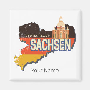 Saxony Germany Retro State Map Vintage Souvenir Magnet