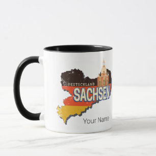 Saxony Germany Retro State Map Vintage Souvenir Mug