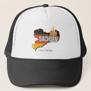 Saxony Germany Retro State Map Vintage Souvenir Trucker Hat