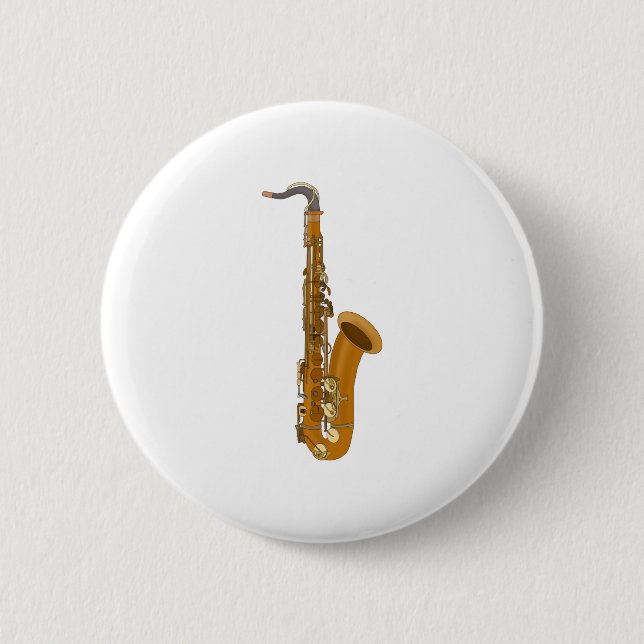Saxophone 6 Cm Round Badge (Front)