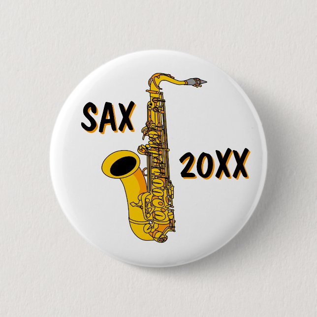Saxophone 6 Cm Round Badge (Front)