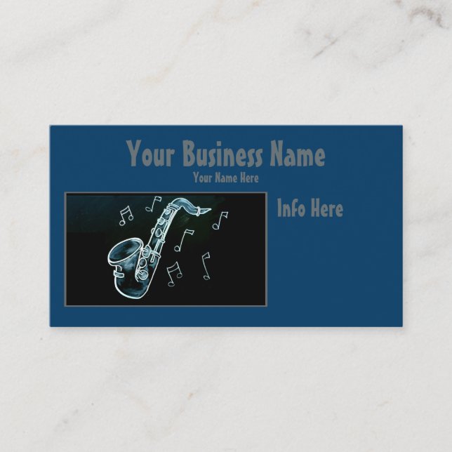 Saxophone And Music Notes Business Card (Front)