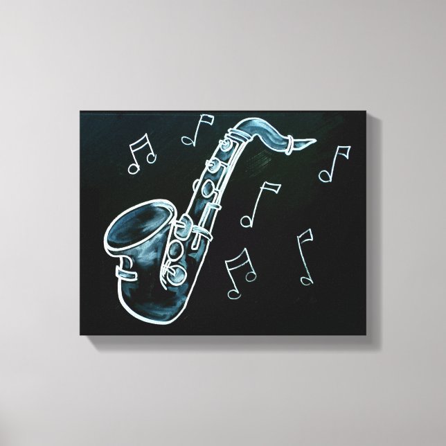 Saxophone And Music Notes Canvas Print (Front)