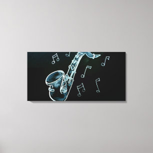 Saxophone And Music Notes Canvas Print