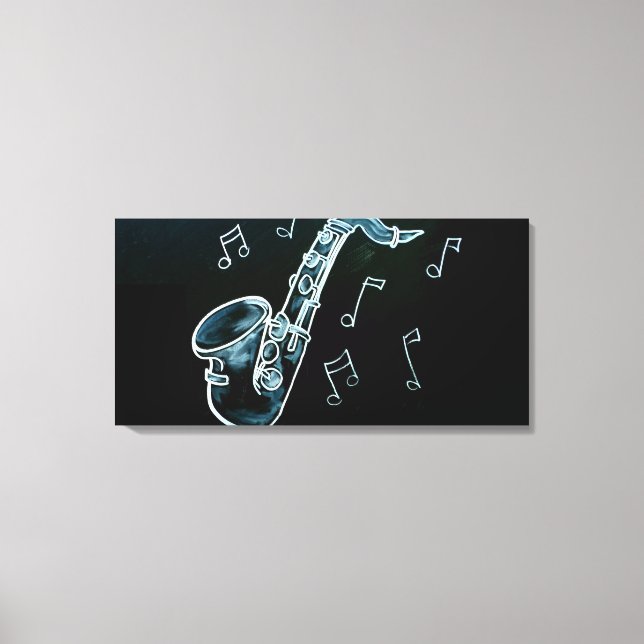Saxophone And Music Notes Canvas Print (Front)