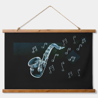 Saxophone And Music Notes Hanging Tapestry