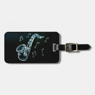 Saxophone And Music Notes Luggage Tag